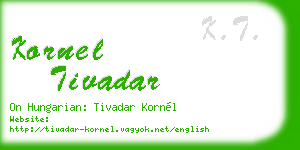 kornel tivadar business card
